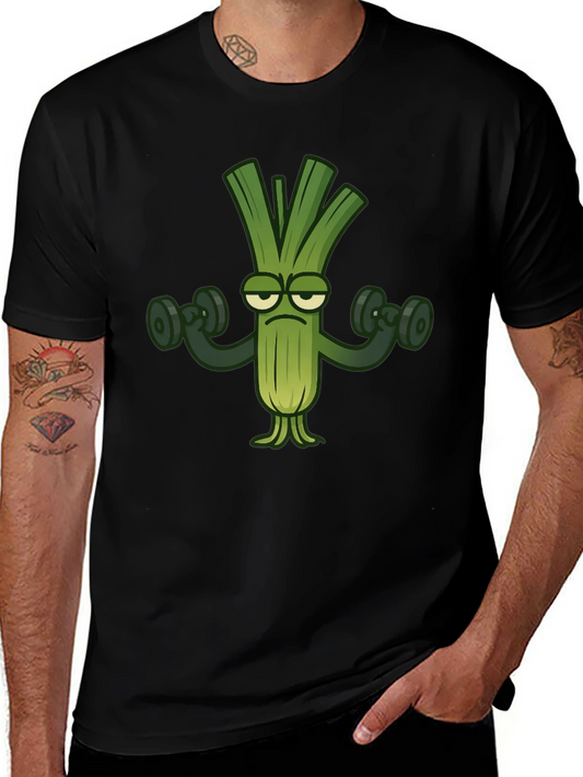 Funny Leek Lifting Weights T-Shirt