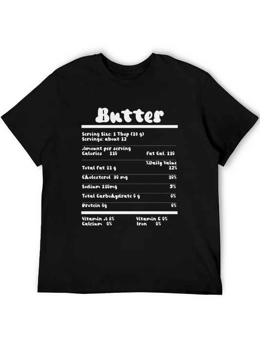 Butter Nutrition Facts Funny Black Graphic T-Shirt