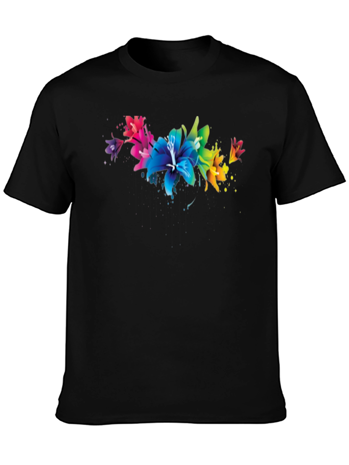 Floral Splatter Graphic Black T-Shirt