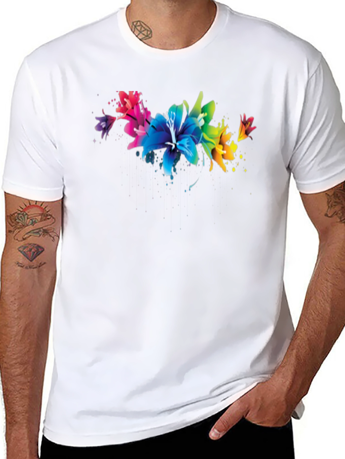 Floral Splatter Graphic Black T-Shirt