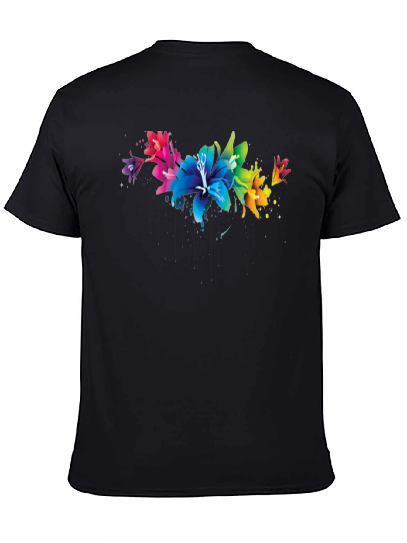 Floral Splatter Graphic Black T-Shirt