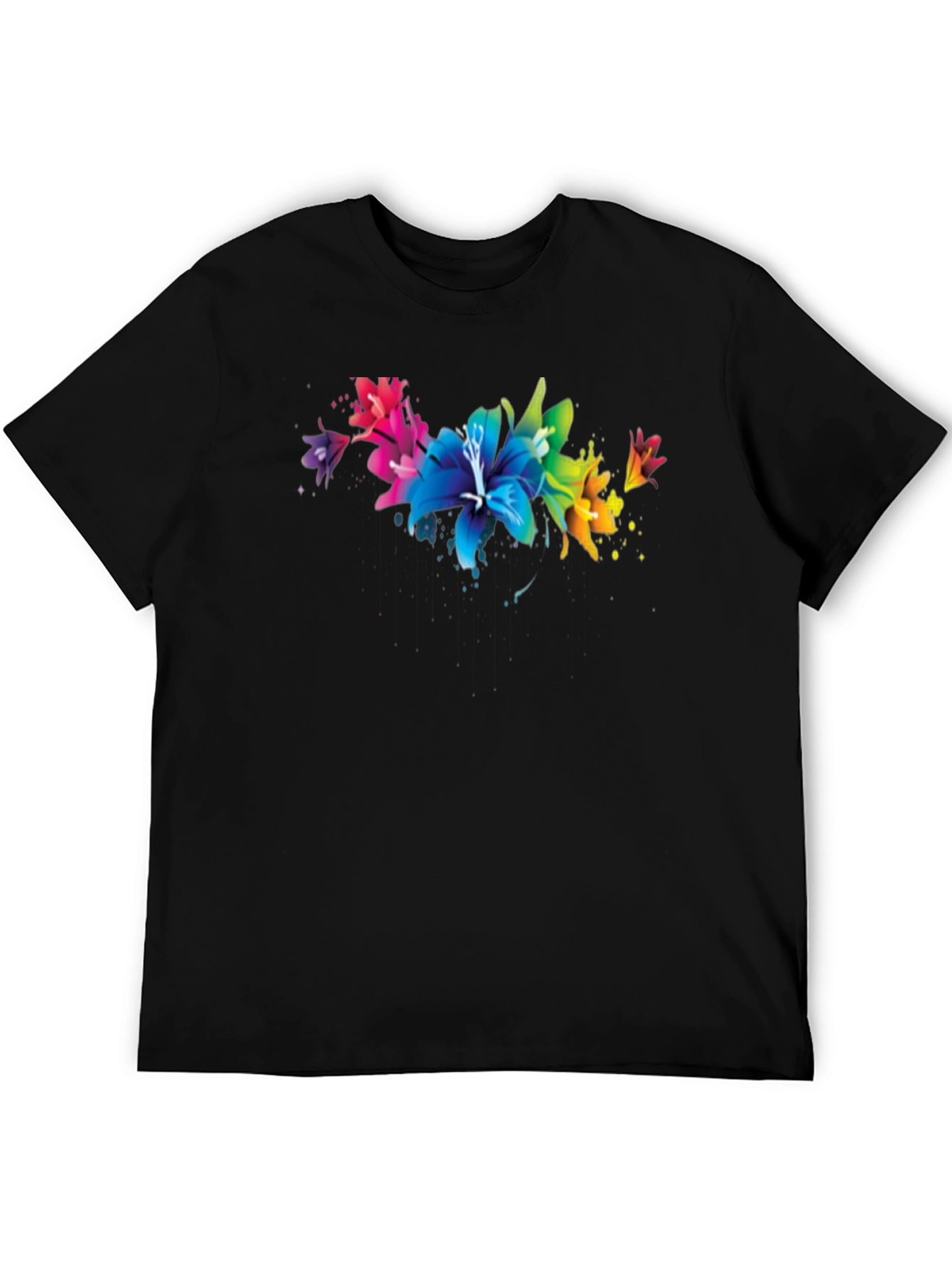 Floral Splatter Graphic Black T-Shirt