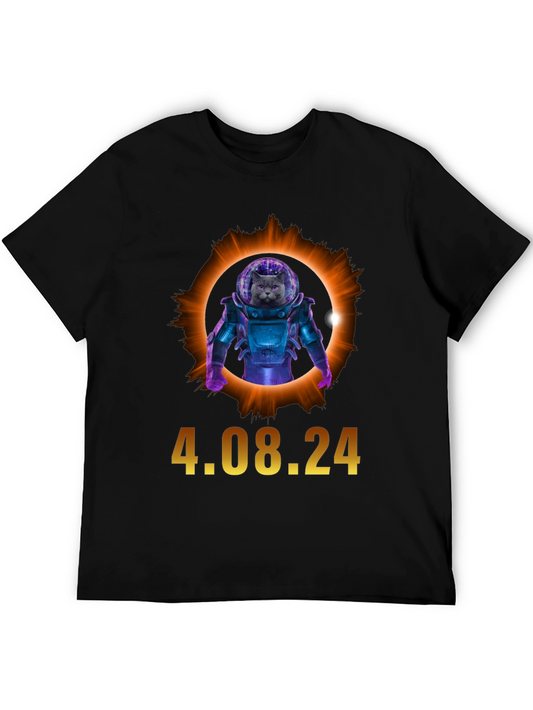 Total Solar Eclipse Cat Astronaut T-Shirt 4.08.24