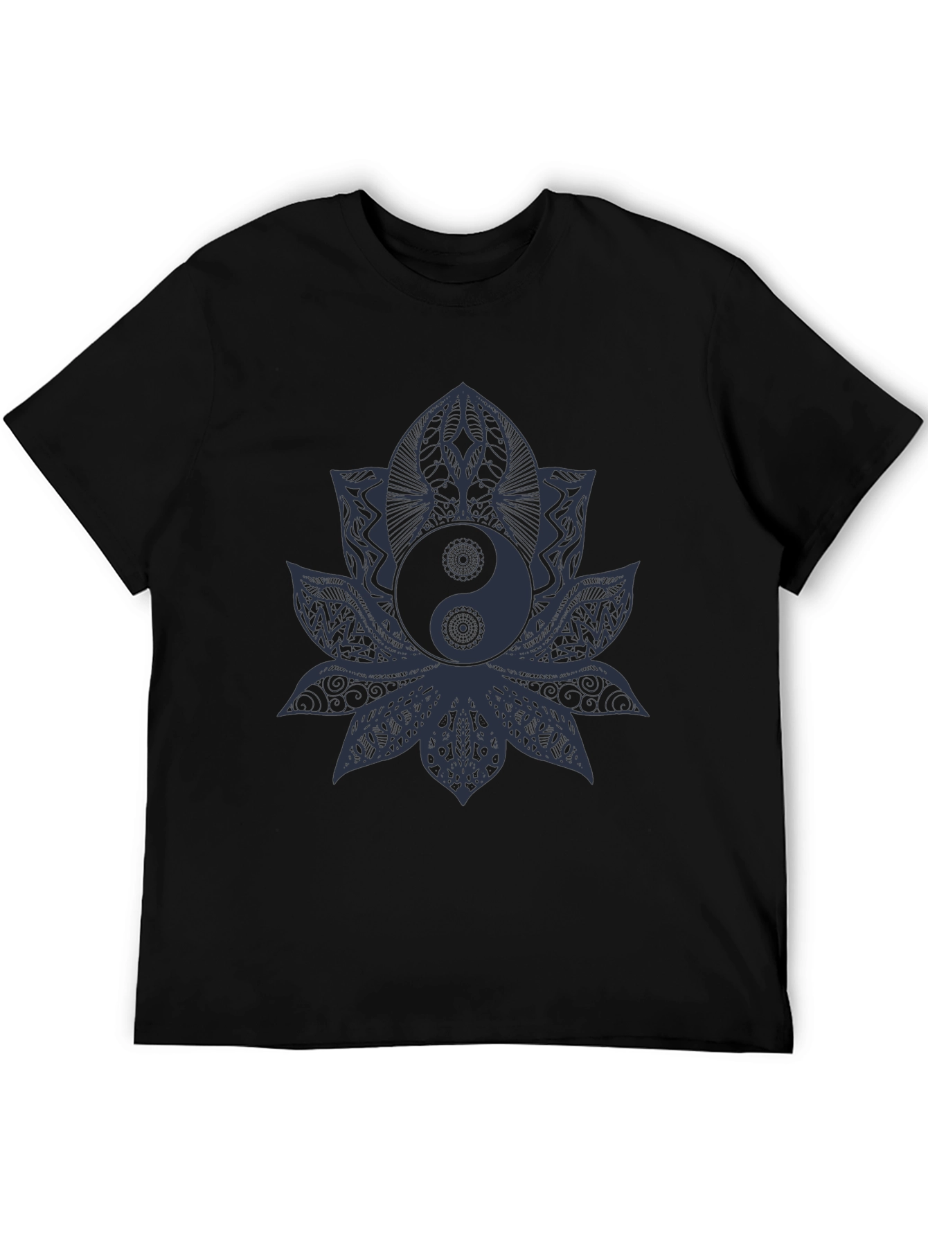 Yin Yang Lotus T-Shirt - Black