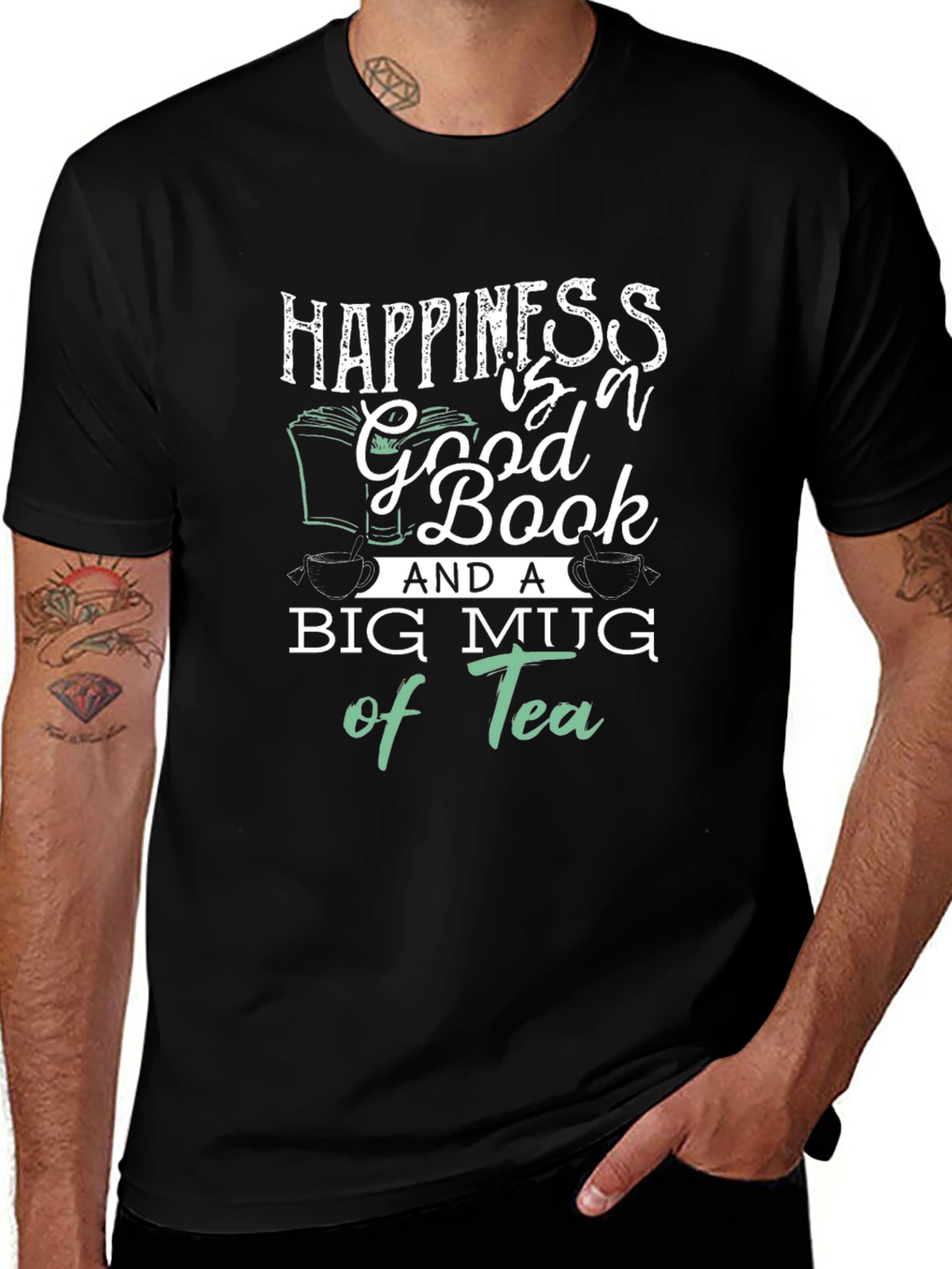 Happiness Good Book & Big Mug Tea T-Shirt