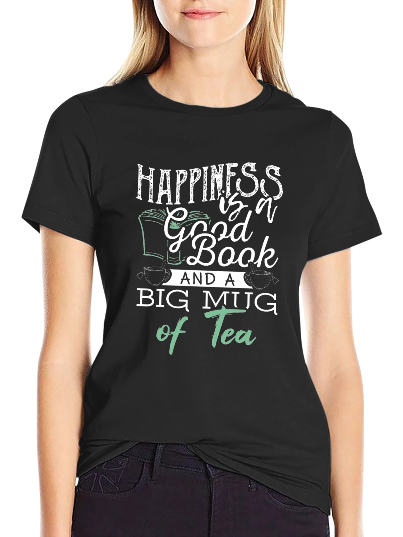 Happiness Good Book & Big Mug Tea T-Shirt