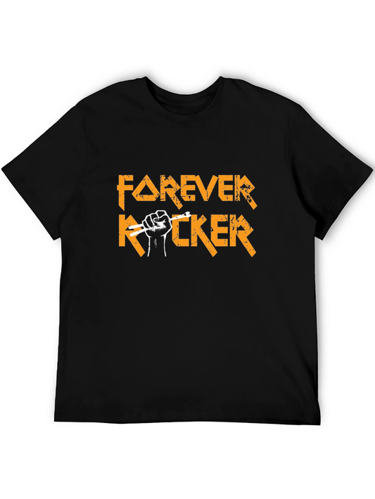 Forever Rocker Graphic Tee - Black Cotton T-Shirt