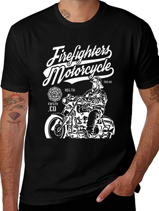 Firefighters Motorcycle T-Shirt - Black