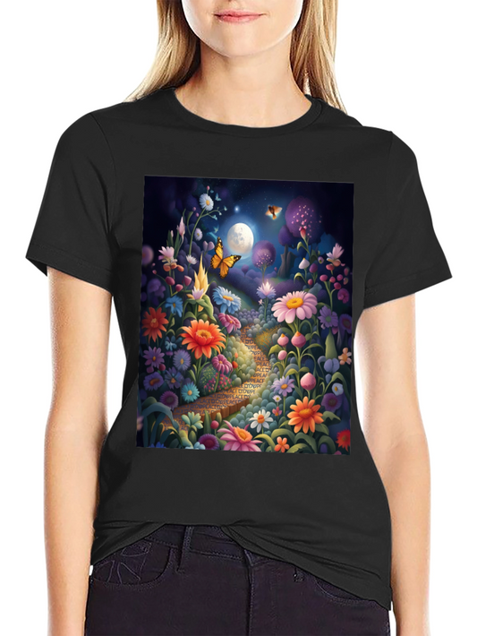 Floral Moonlit Path Graphic Tee