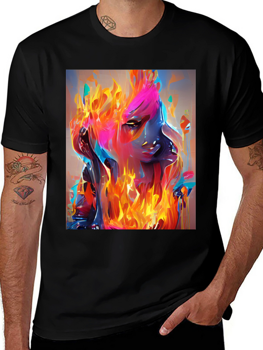 Abstract Fire Art Black T-Shirt