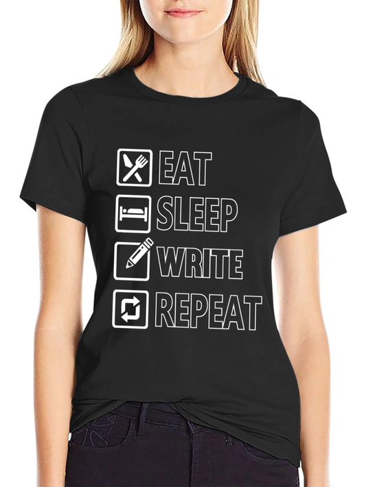 Eat Sleep Write Repeat Black T-Shirt