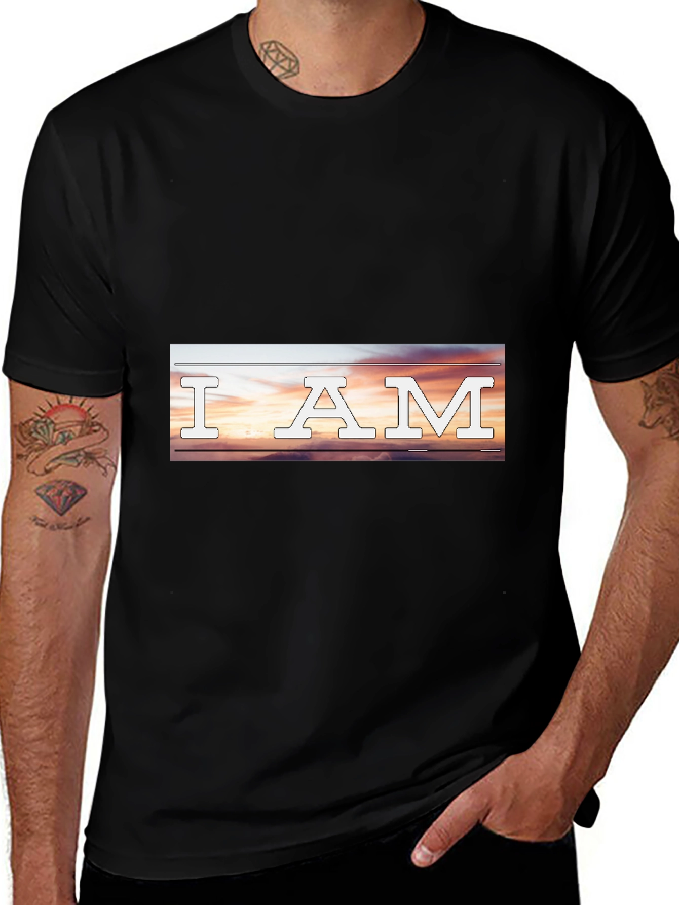 I AM Sunset Graphic Tee - Stylish Black T-Shirt