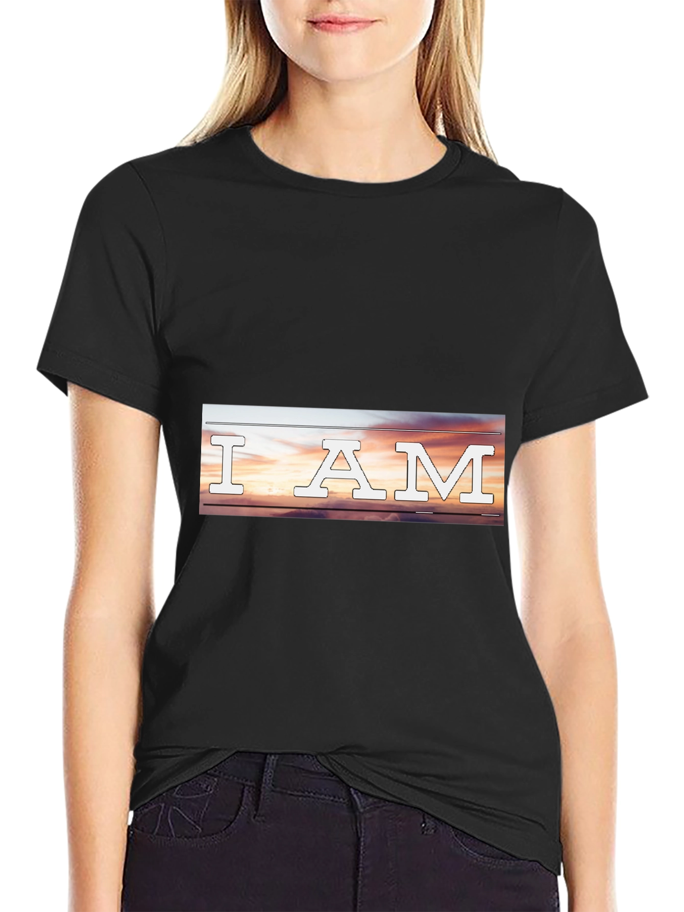 I AM Sunset Graphic Tee - Stylish Black T-Shirt