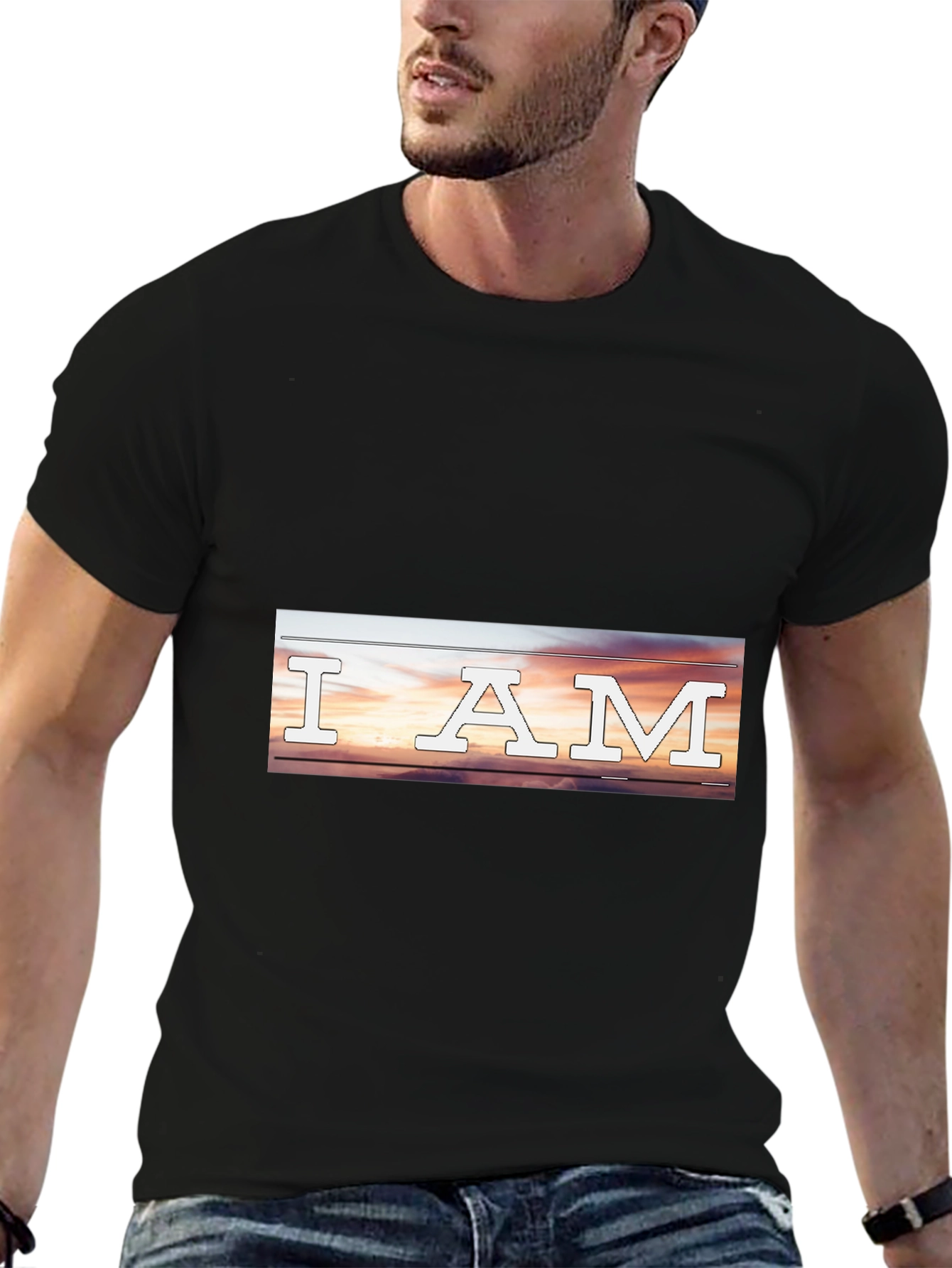 I AM Sunset Graphic Tee - Stylish Black T-Shirt
