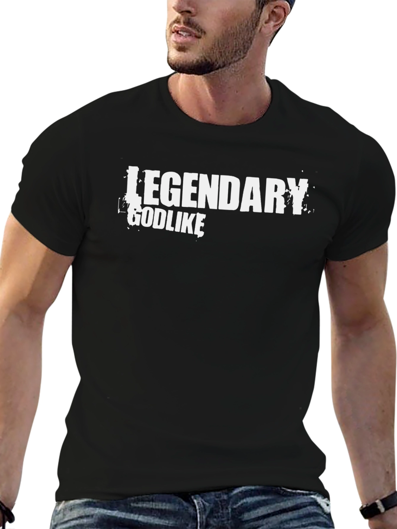 Legendary Godlike Graphic Black T-Shirt