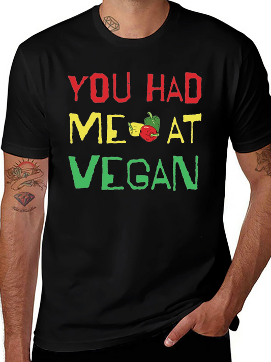 You Had Me At Vegan T-Shirt Black Rasta Colors