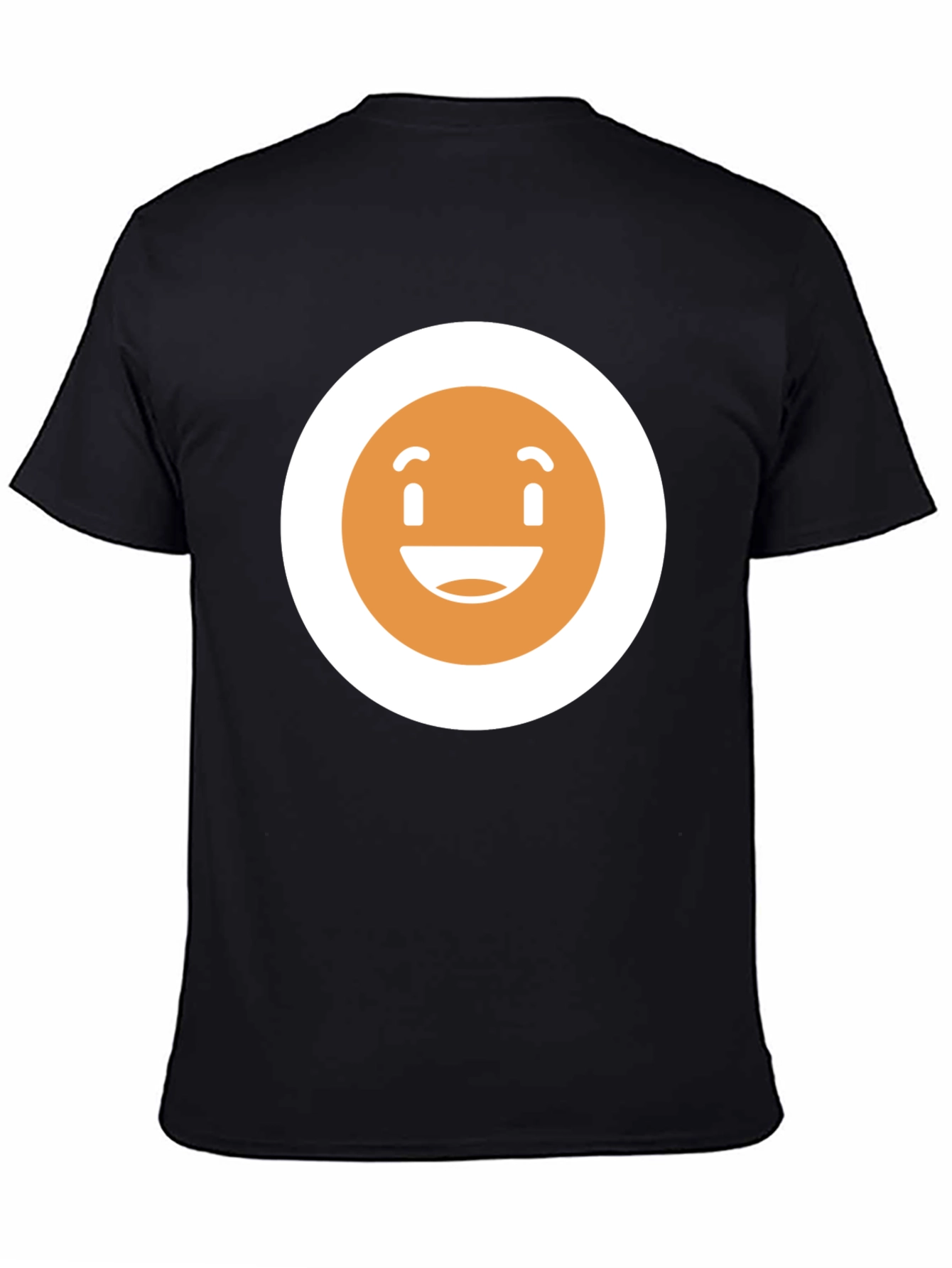 Happy Face Graphic Tee - Black Crew Neck T-Shirt