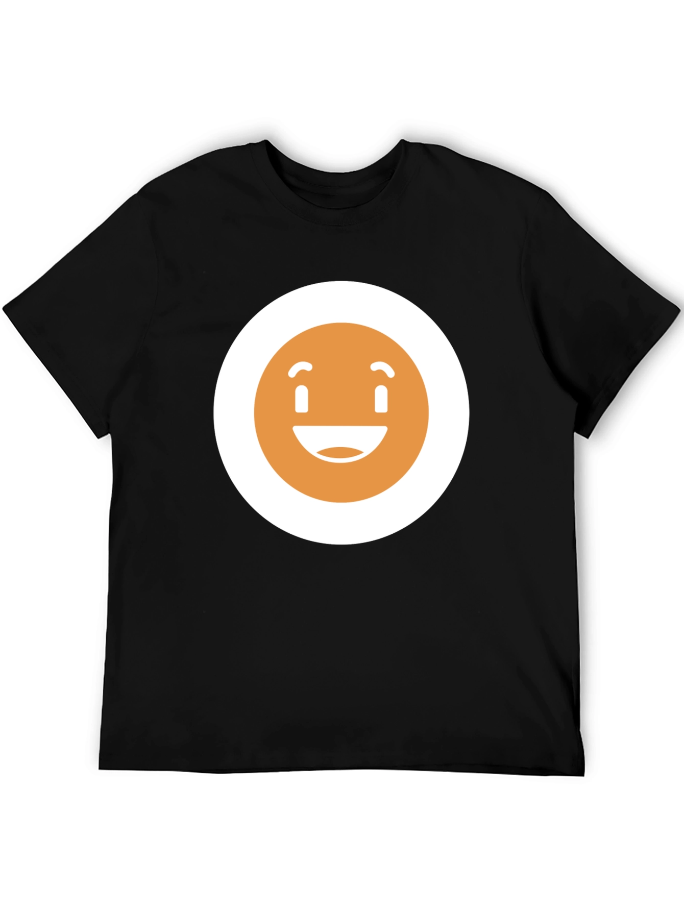 Happy Face Graphic Tee - Black Crew Neck T-Shirt