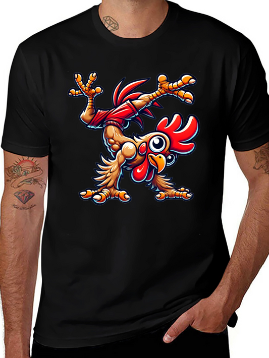 Funny Chicken Cartoon Black T-Shirt