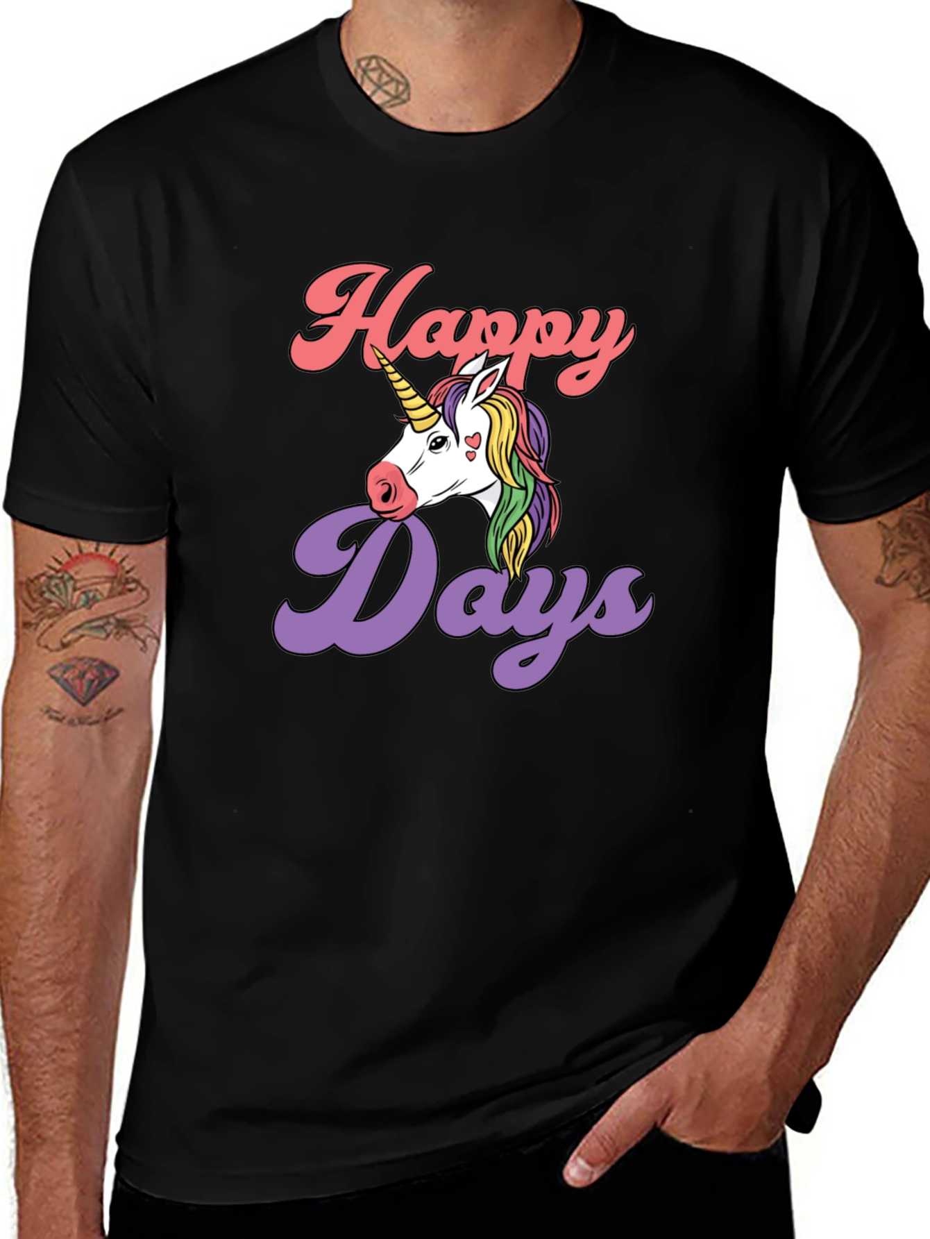 Happy Days Unicorn Graphic T-Shirt