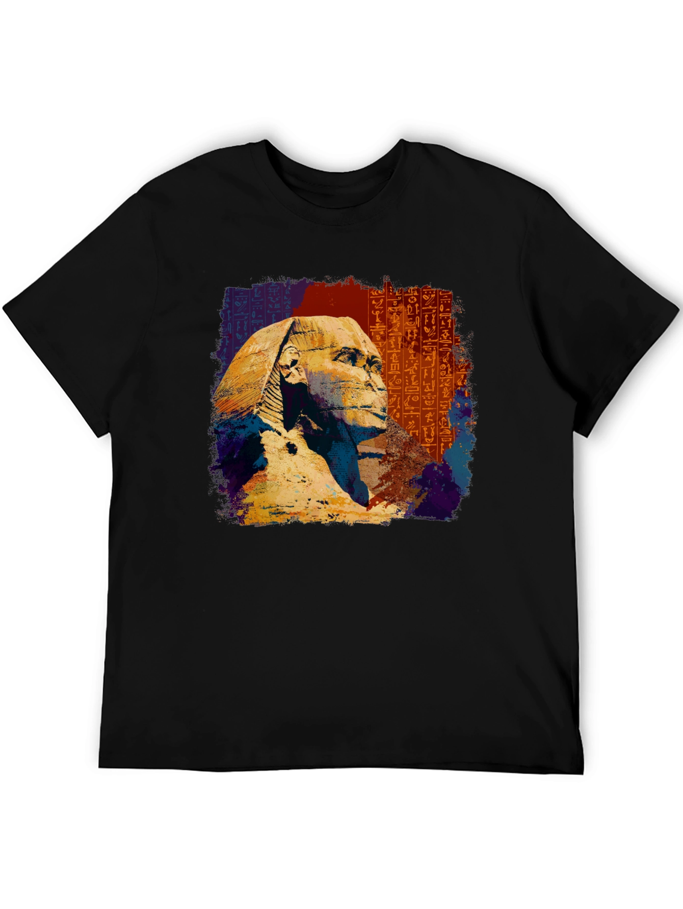 Egyptian Sphinx Graphic Tee - Black Cotton T-Shirt