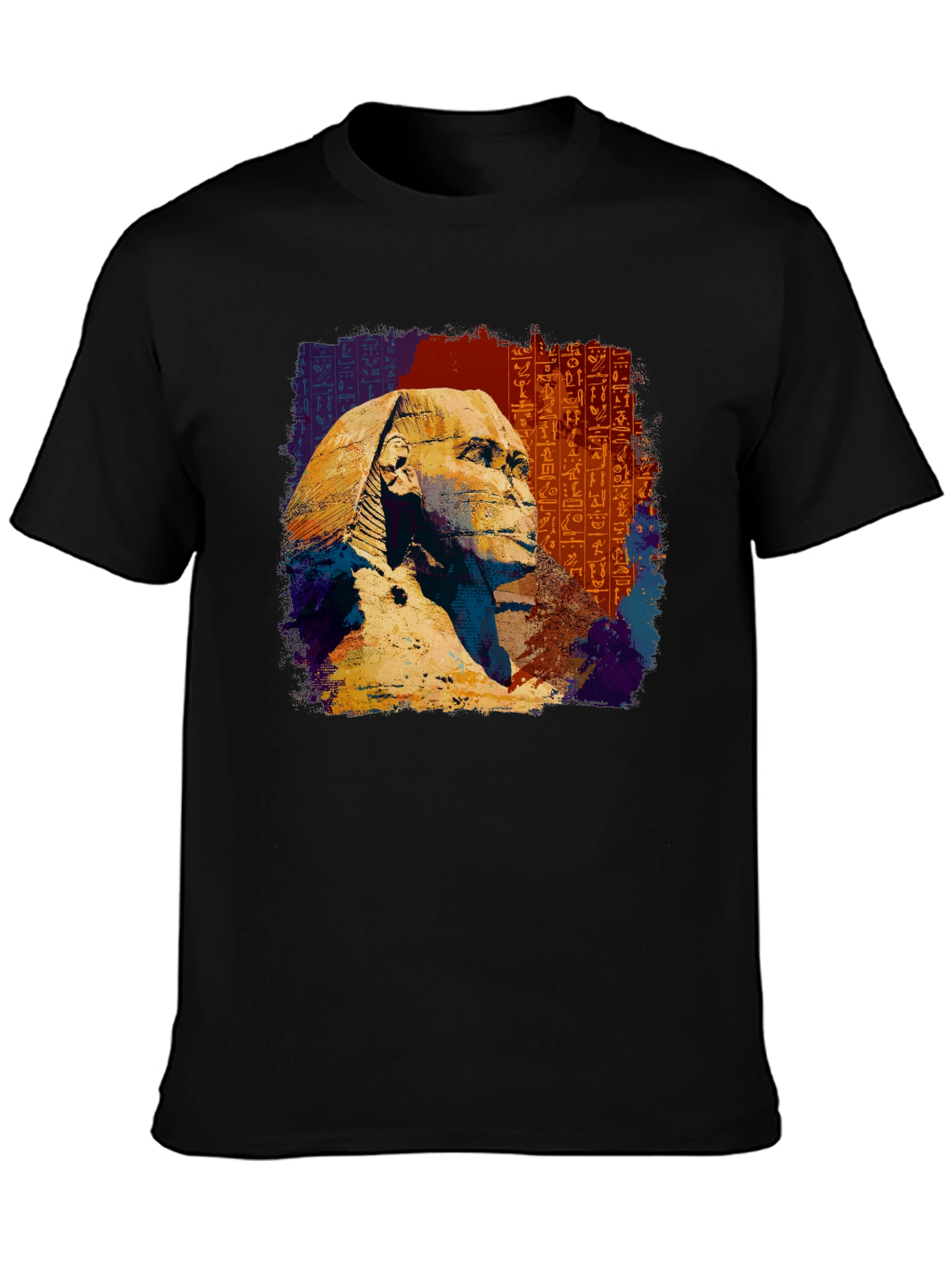 Egyptian Sphinx Graphic Tee - Black Cotton T-Shirt