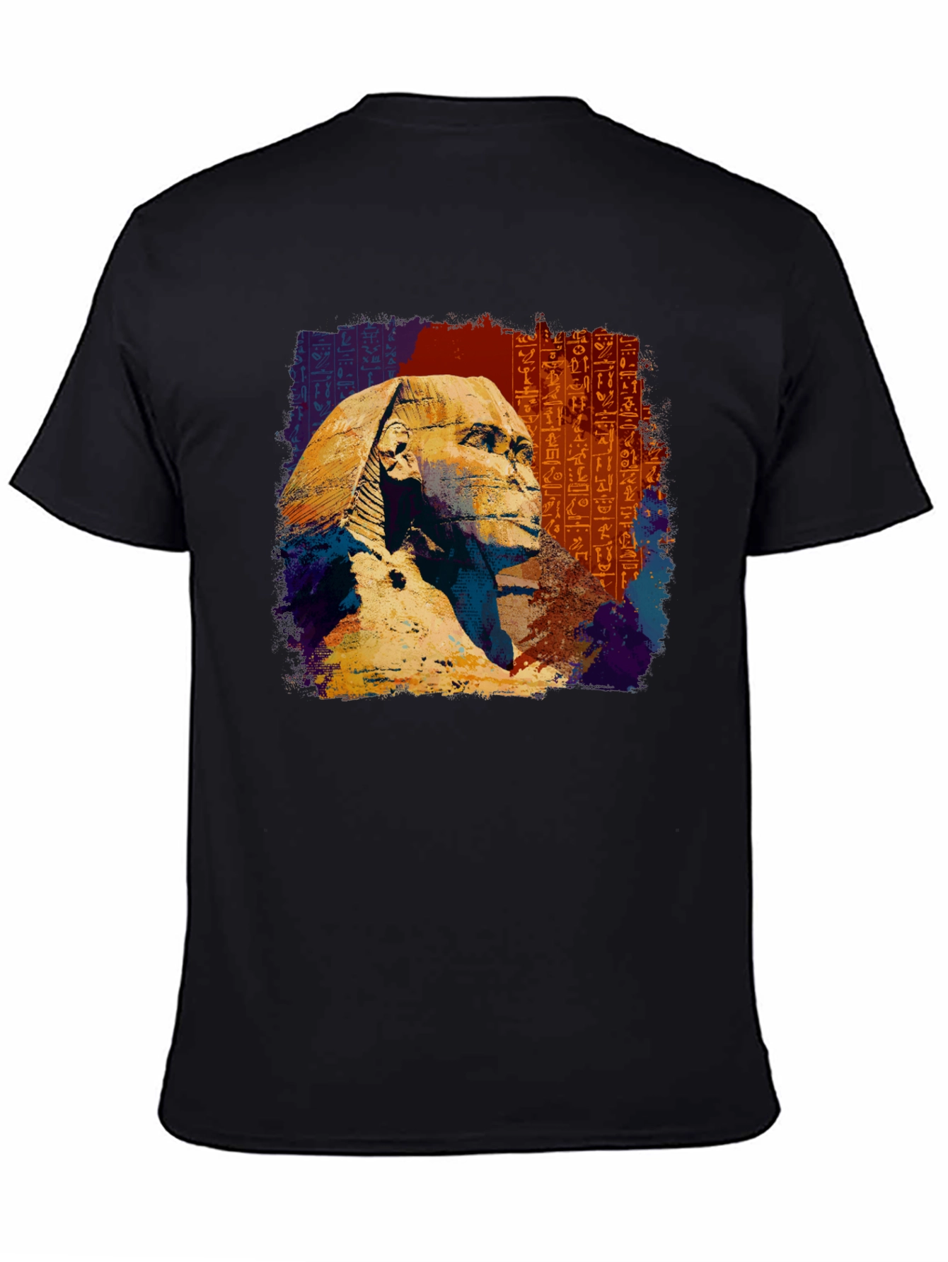 Egyptian Sphinx Graphic Tee - Black Cotton T-Shirt