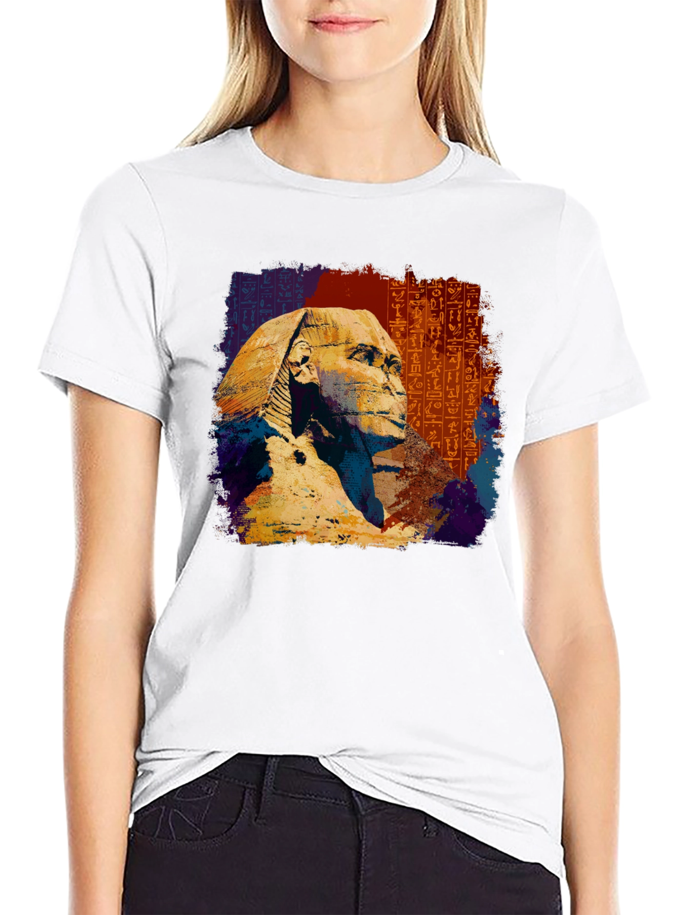 Egyptian Sphinx Graphic Tee - Black Cotton T-Shirt