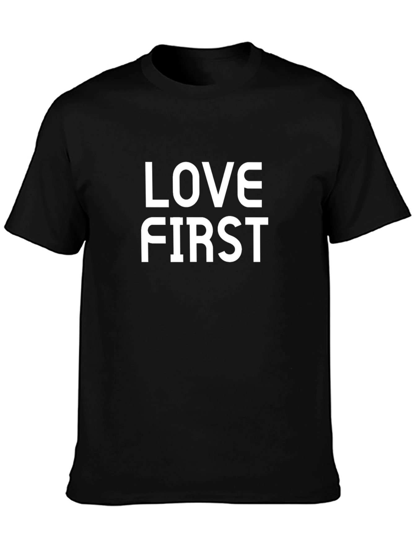 Love First Graphic Tee - Black Cotton Blend T-Shirt