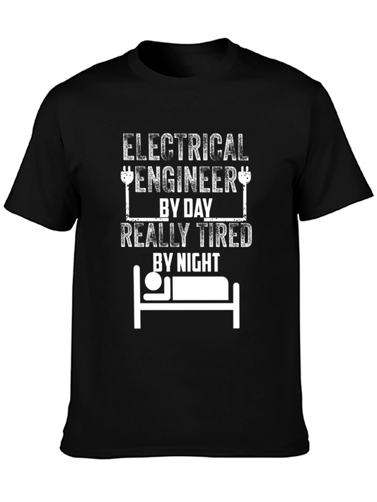 Electrical Engineer Tired Funny Black T-Shirt