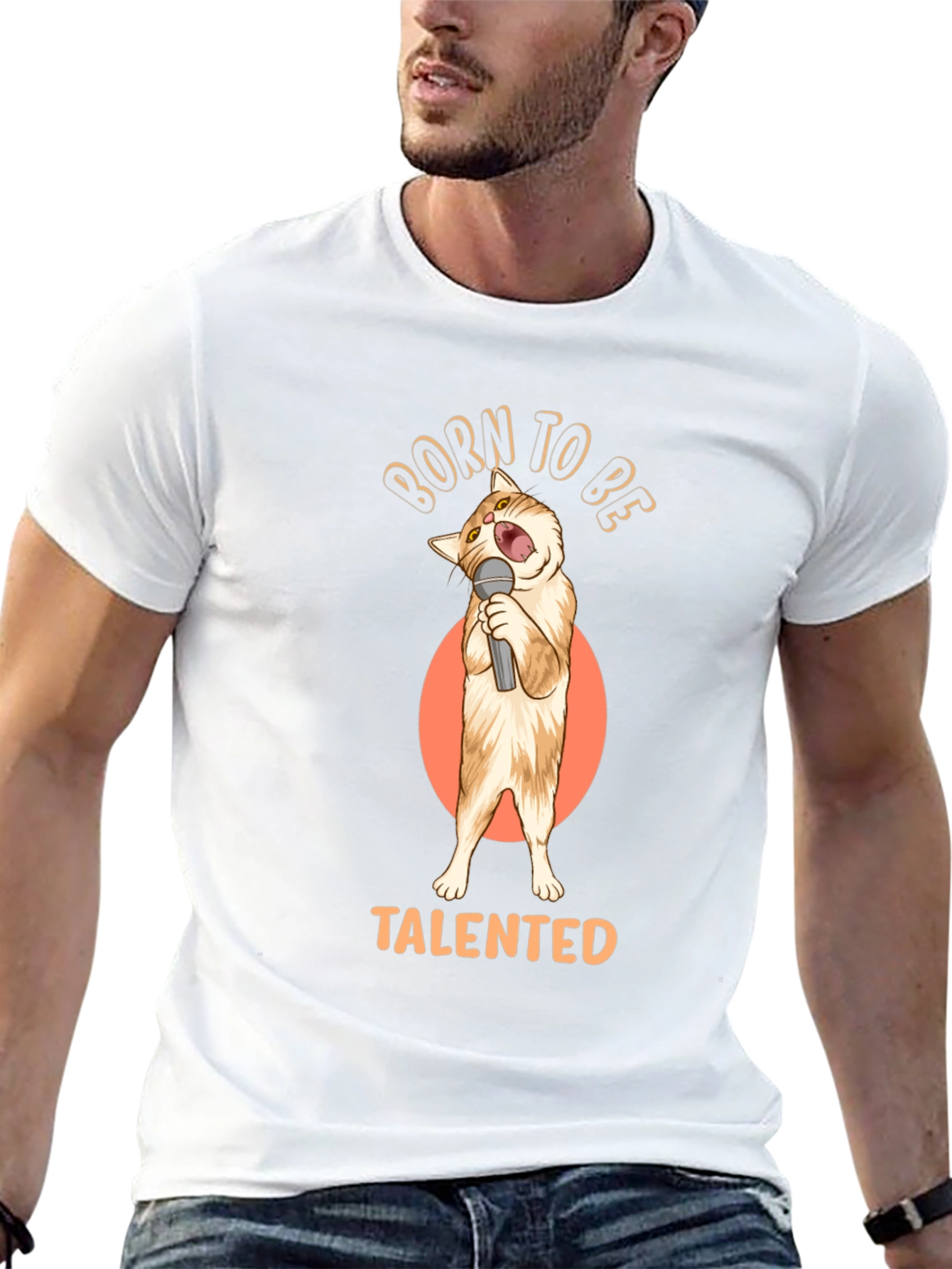 Born To Be Talented Cat Singer Black T-Shirt