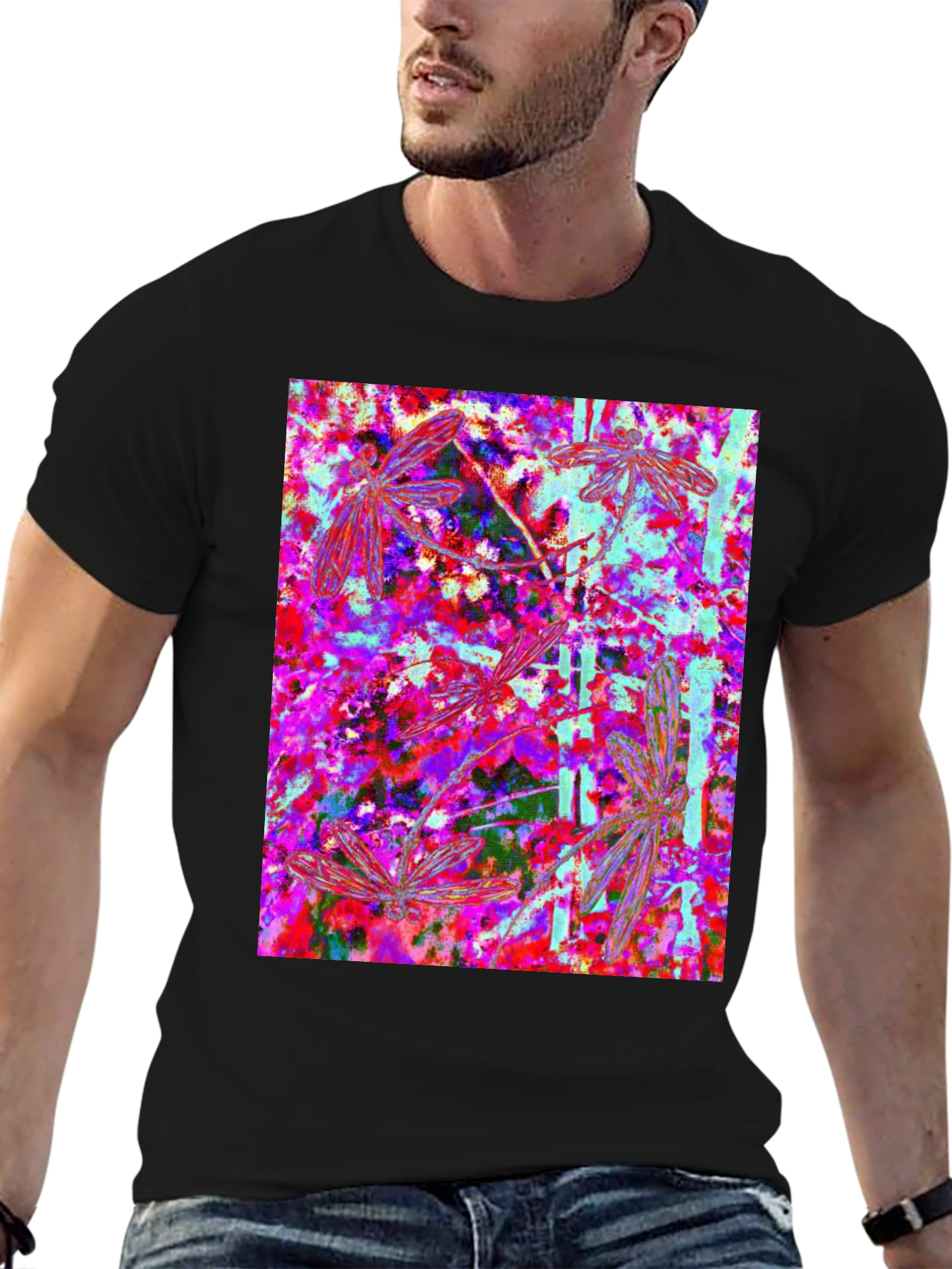 Dragonfly Abstract Art Mens T-Shirt