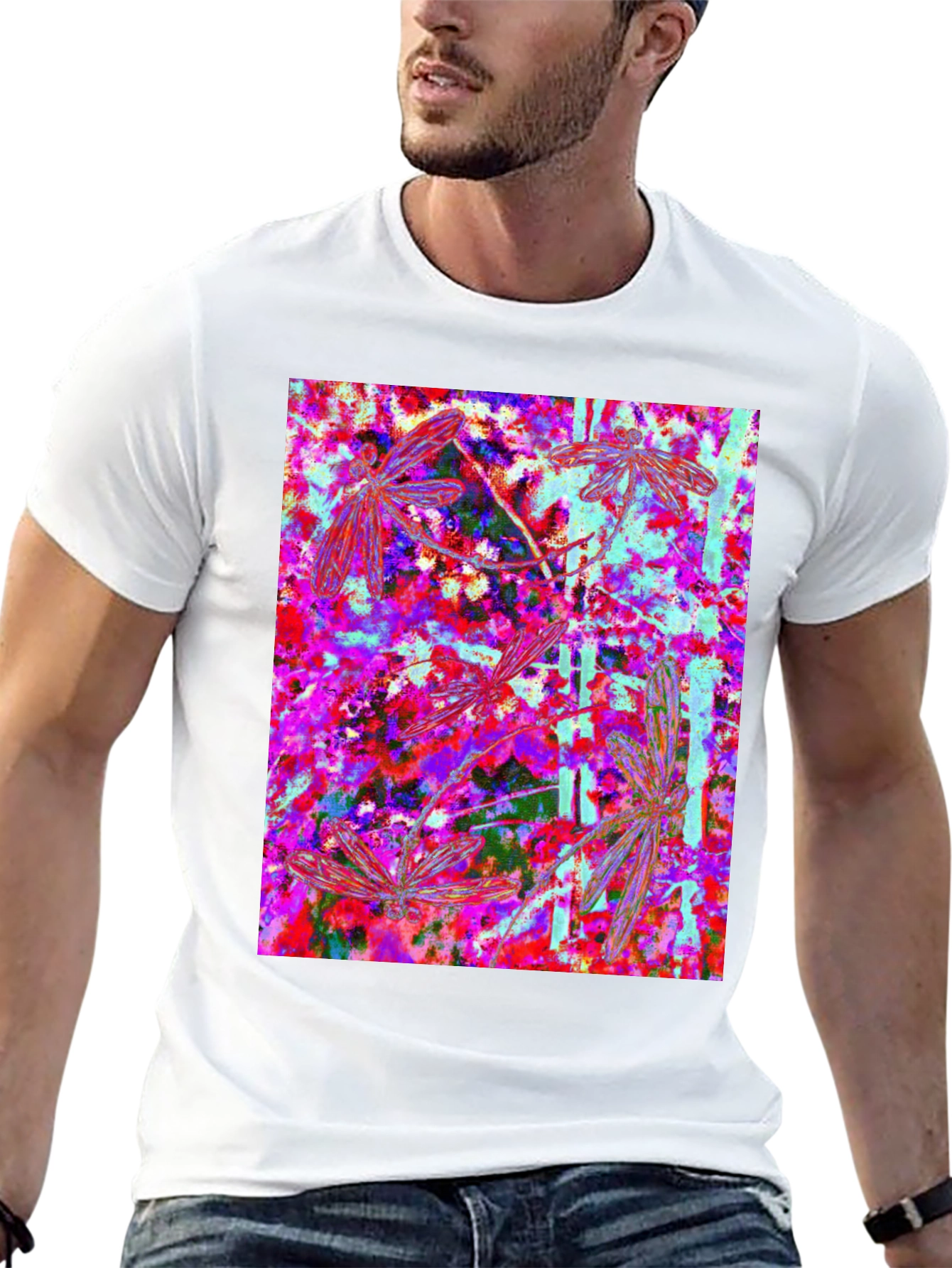 Dragonfly Abstract Art Mens T-Shirt