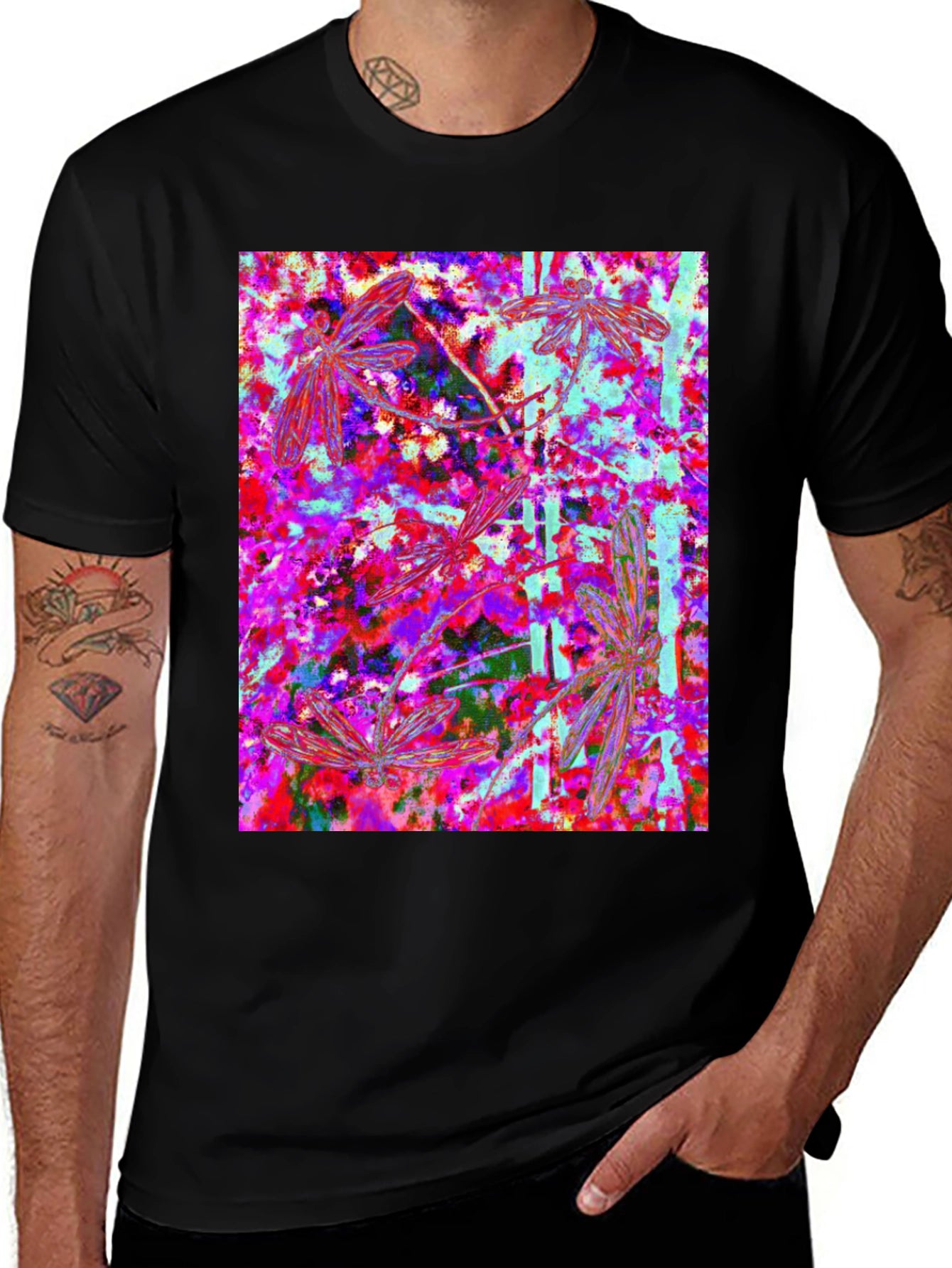 Dragonfly Abstract Art Mens T-Shirt