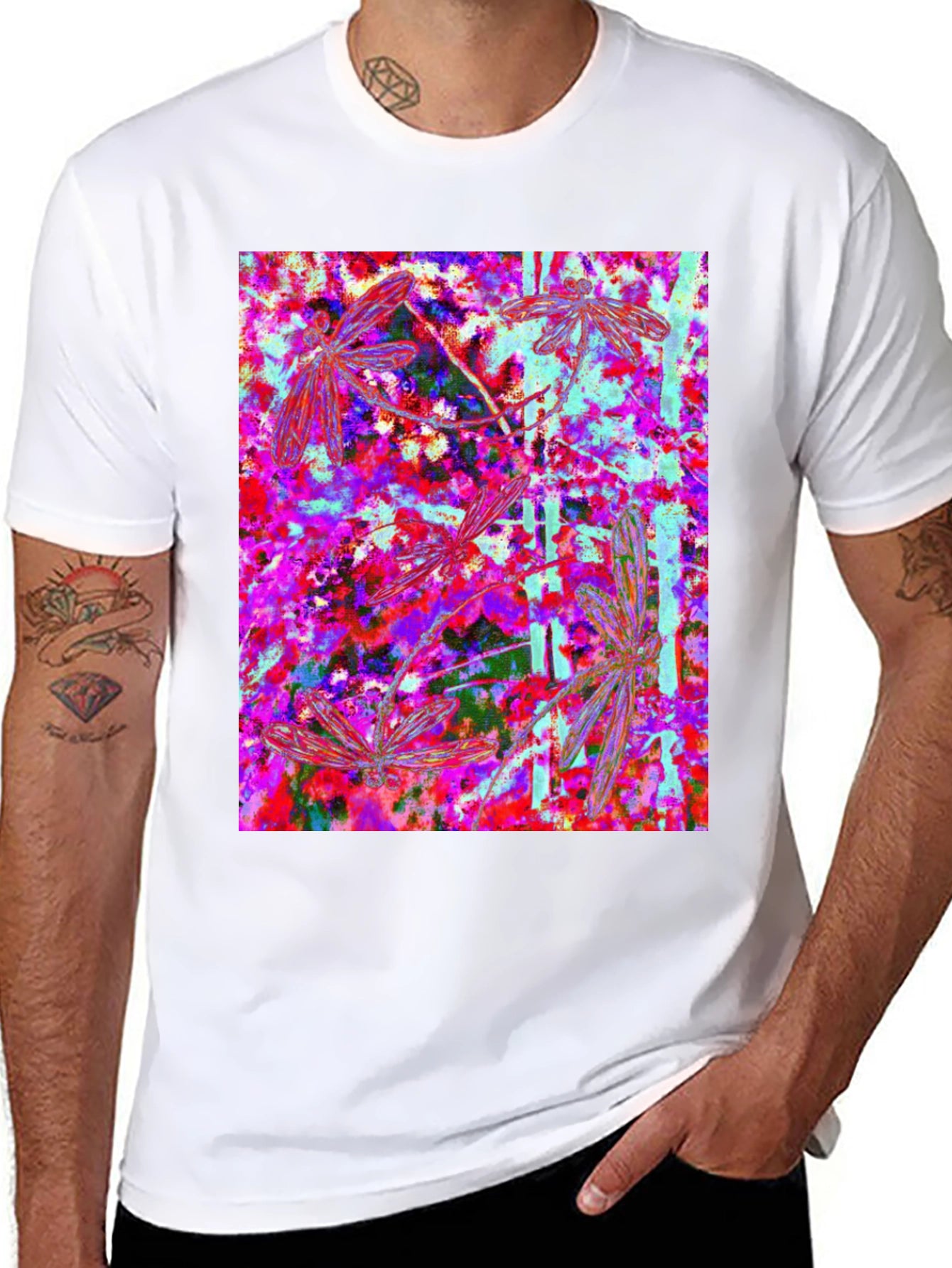 Dragonfly Abstract Art Mens T-Shirt
