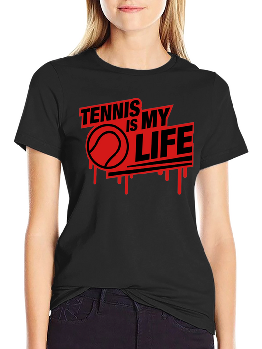 Tennis is My Life Graphic Tee - Sporty Black T-Shirt