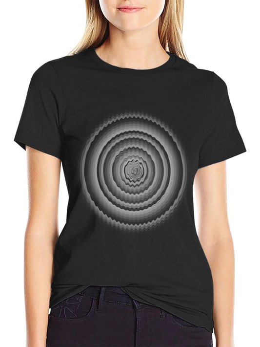 Abstract Vortex Graphic Print Black T-Shirt