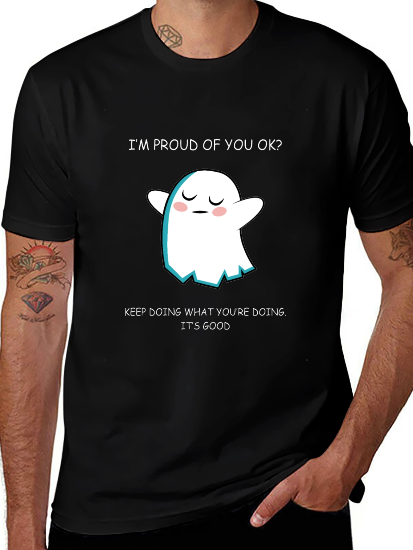 Proud Ghost Graphic Tee - Black Casual T-Shirt