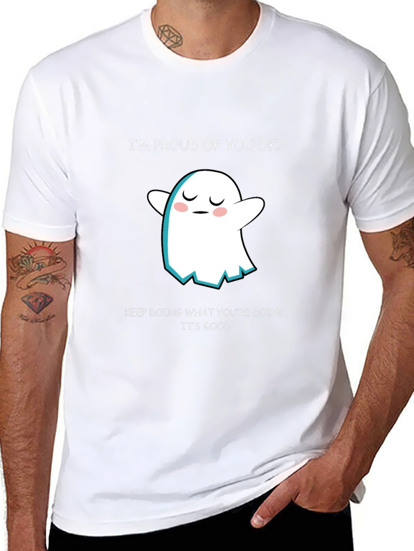 Proud Ghost Graphic Tee - Black Casual T-Shirt