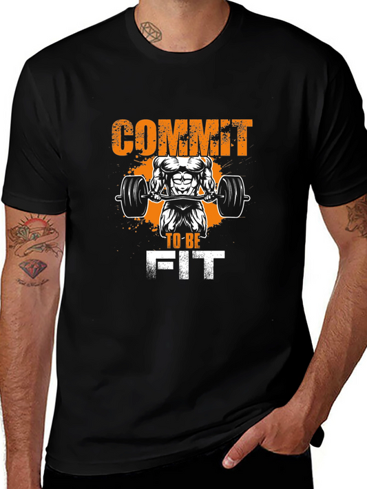 Commit To Be Fit Black Graphic T-Shirt