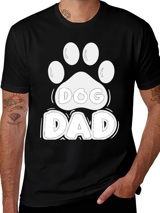 Dog Dad Paw Print Black T-Shirt