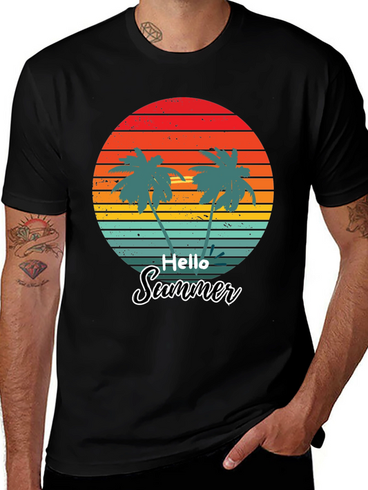 Hello Summer Palm Tree Graphic Tee