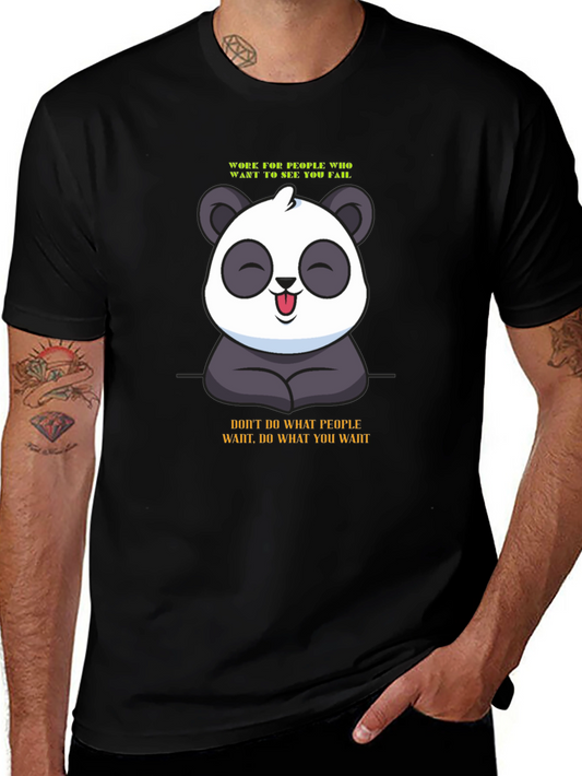 Panda Graphic Tee - Motivational Slogan T-Shirt