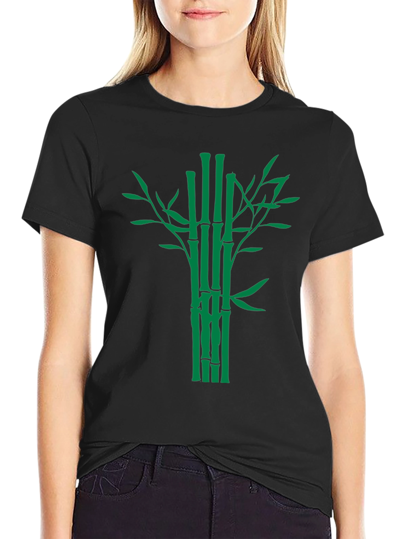 Bamboo Graphic Tee - Classic Black Cotton T-Shirt