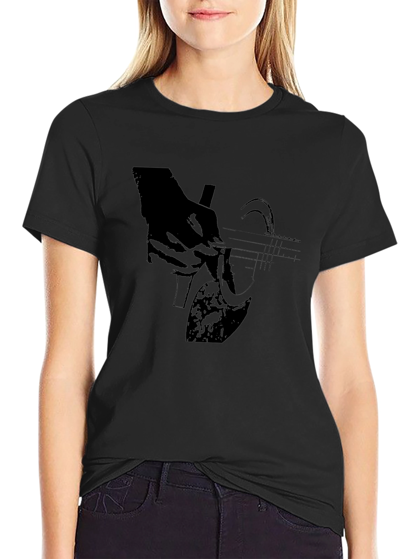 Guitar Player Black T-Shirt Graphic Tee