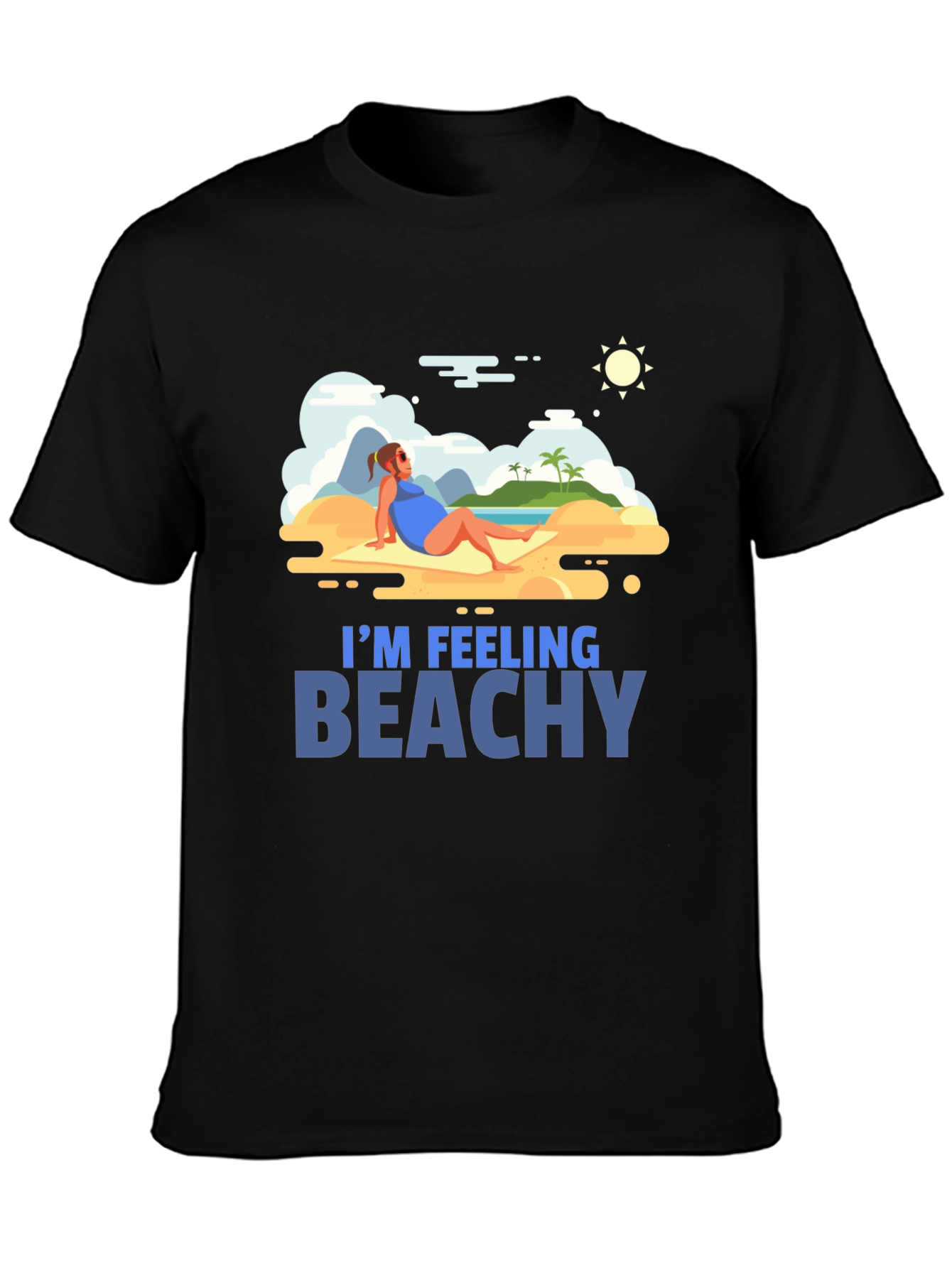 Im Feeling Beachy Black Graphic T-Shirt