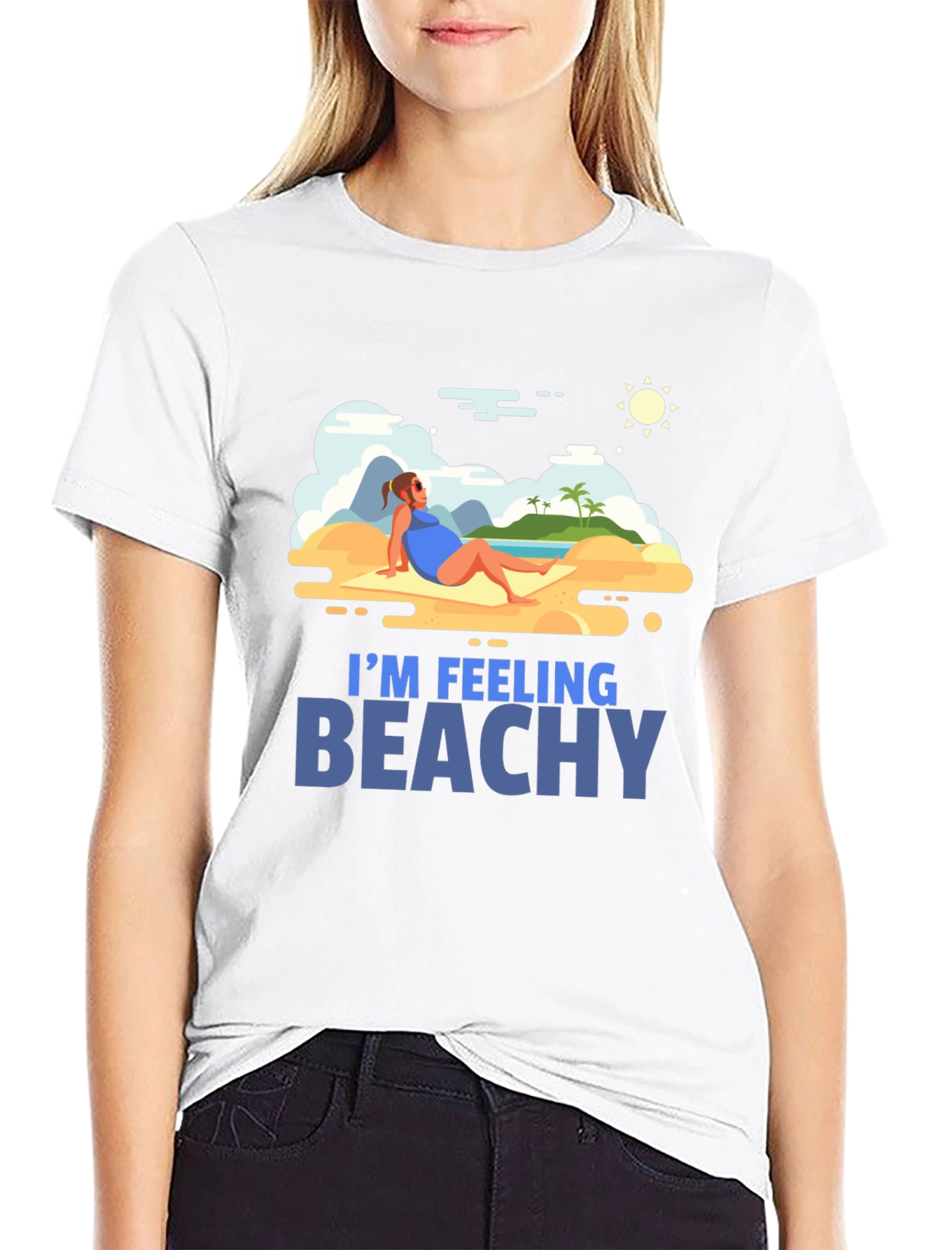 Im Feeling Beachy Black Graphic T-Shirt