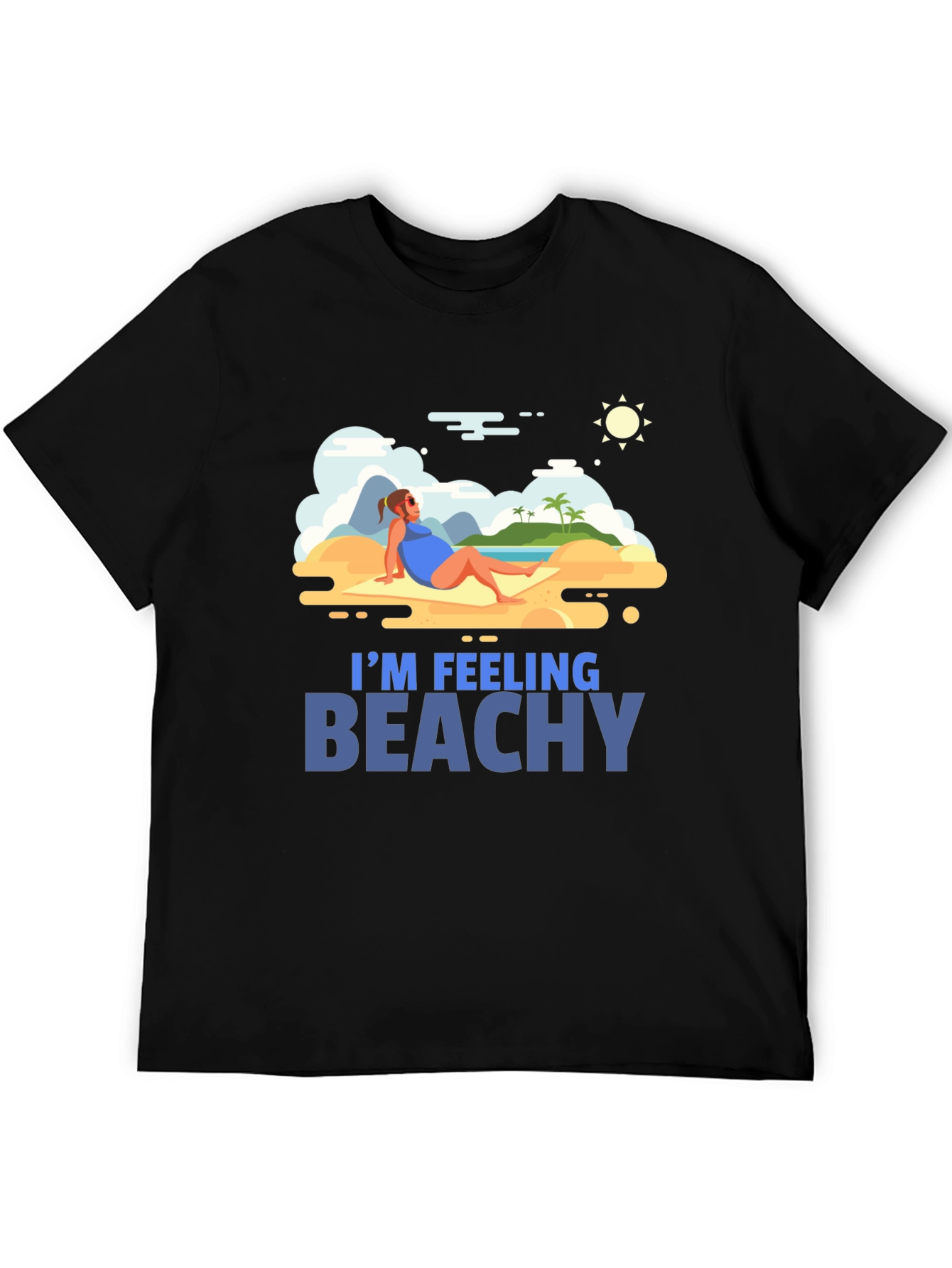 Im Feeling Beachy Black Graphic T-Shirt