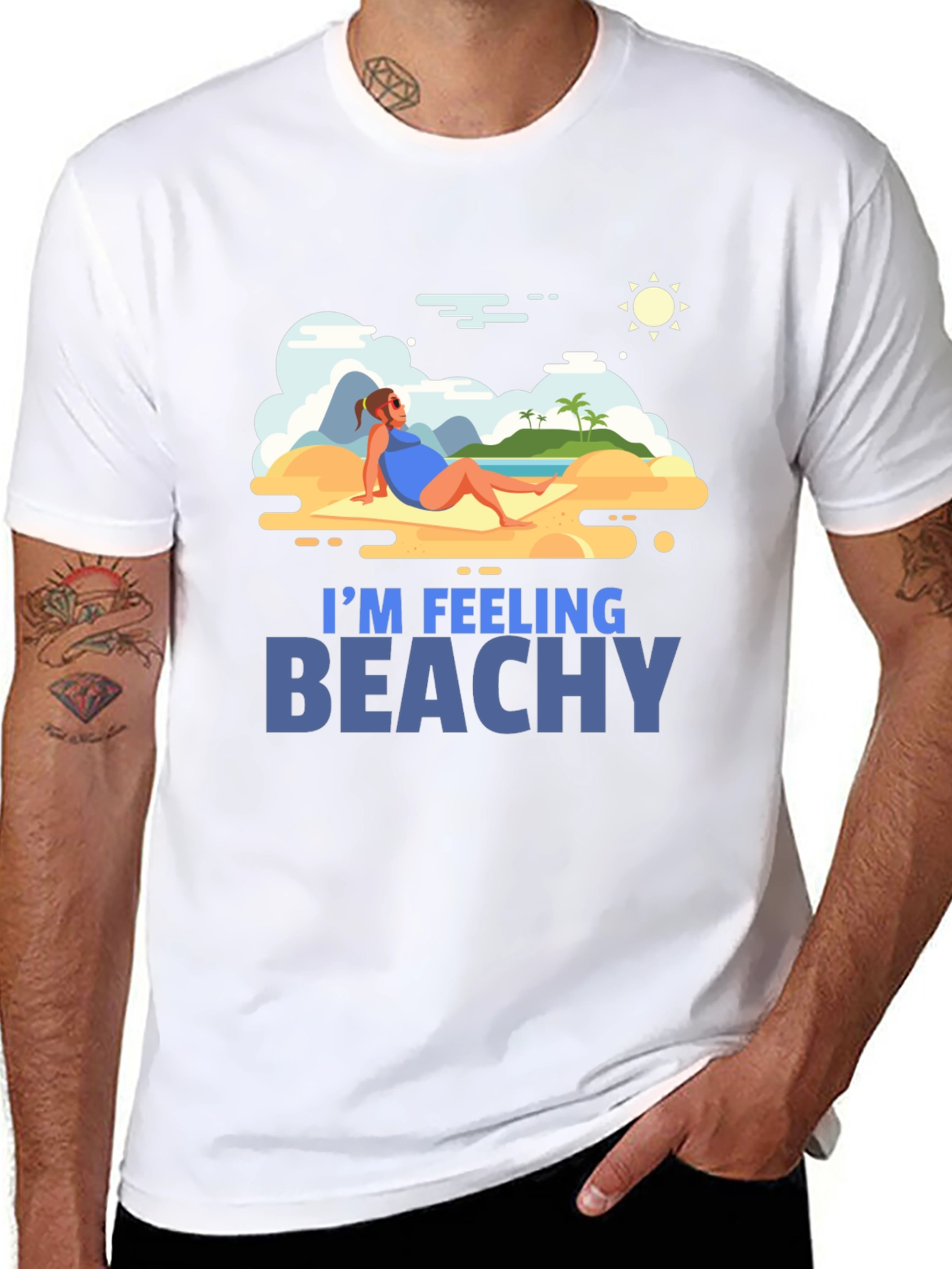 Im Feeling Beachy Black Graphic T-Shirt