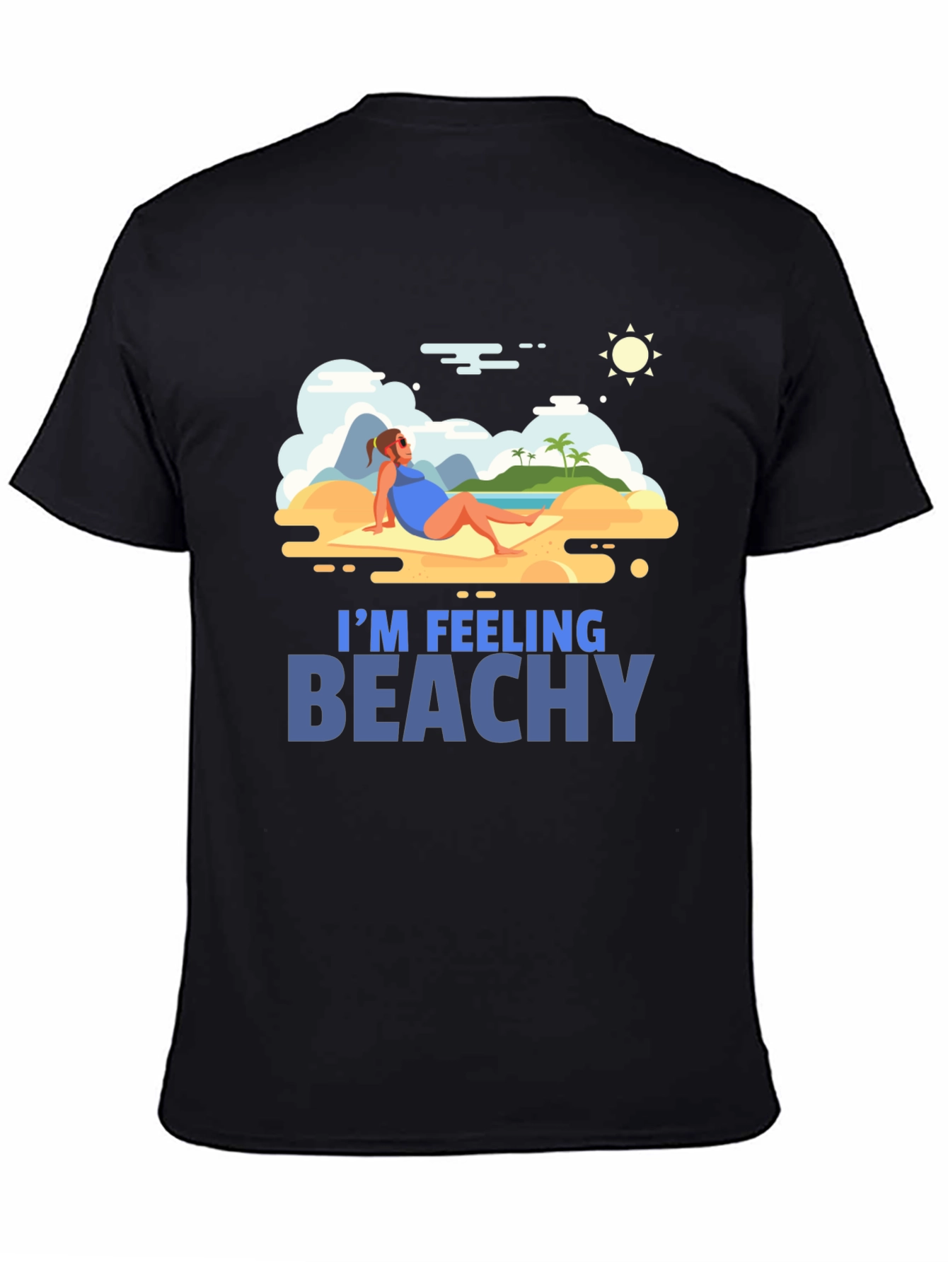 Im Feeling Beachy Black Graphic T-Shirt